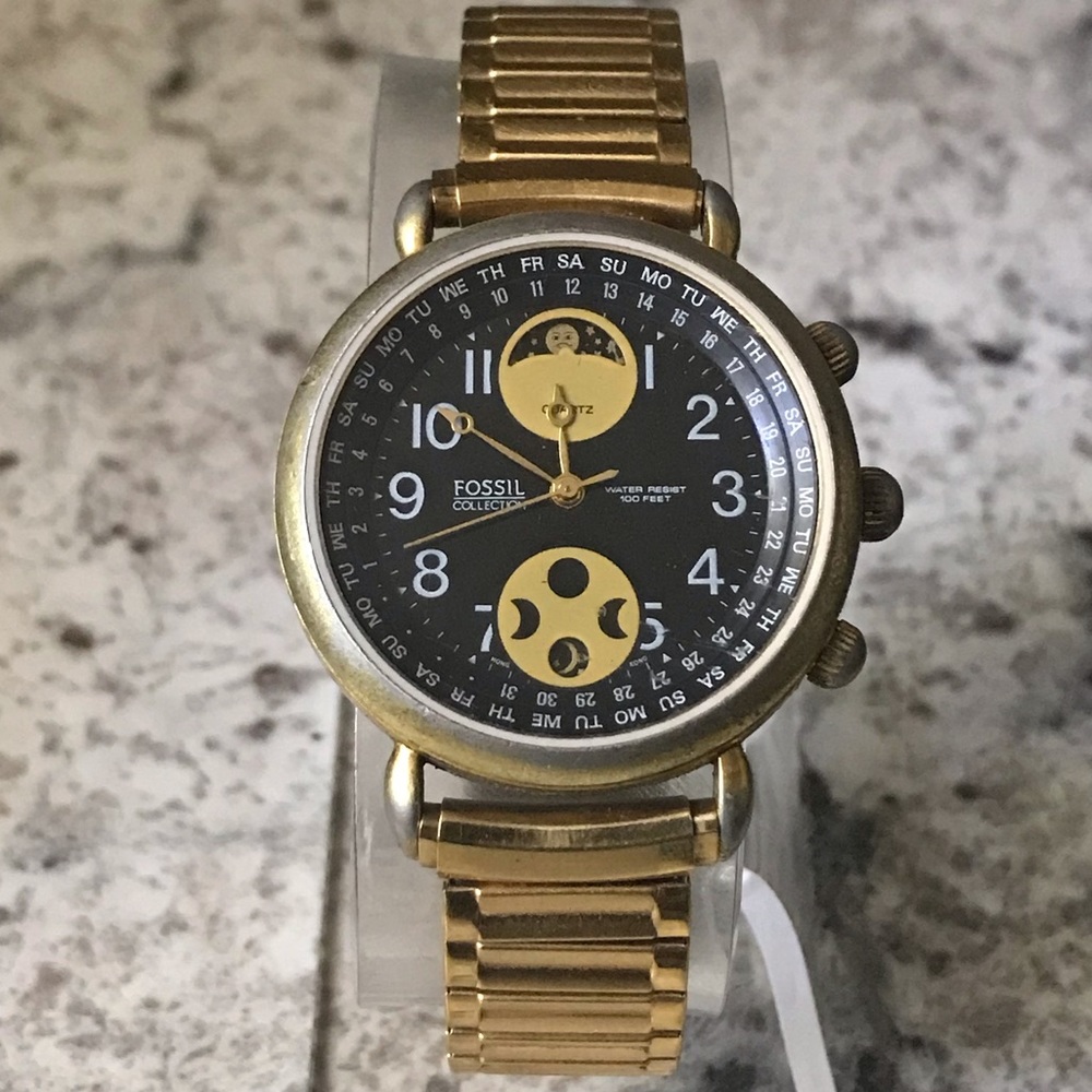 1988 RARE FOSSIL CHRONOGRAPH MOON PHASE WATCH